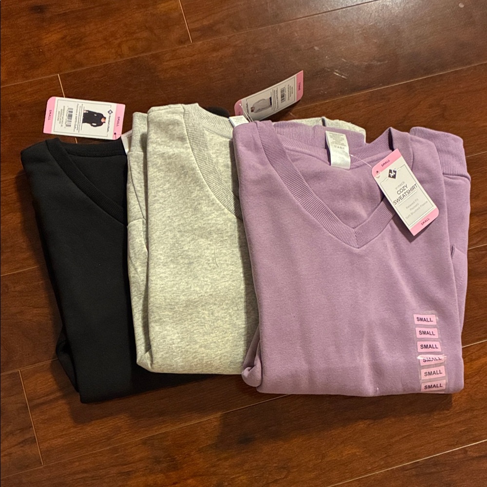 Women's V-Neck Sweater Set - Black, Gray, and Purple